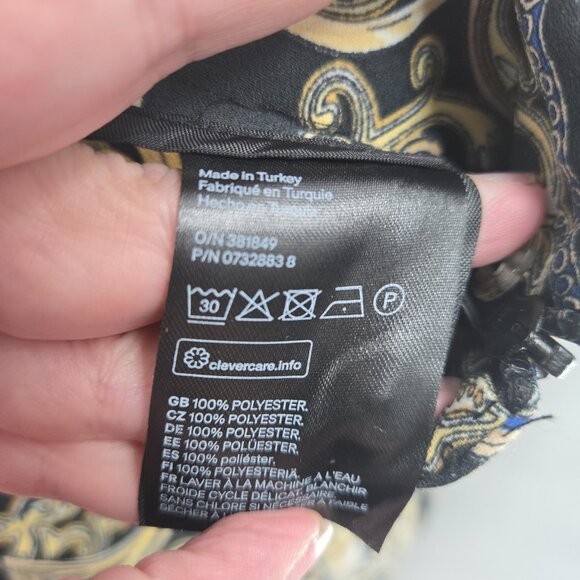 H&M Black Gold Paisley Palazzo Side Zipper Wide Leg Pants Size 0 - Picture 10 of 11